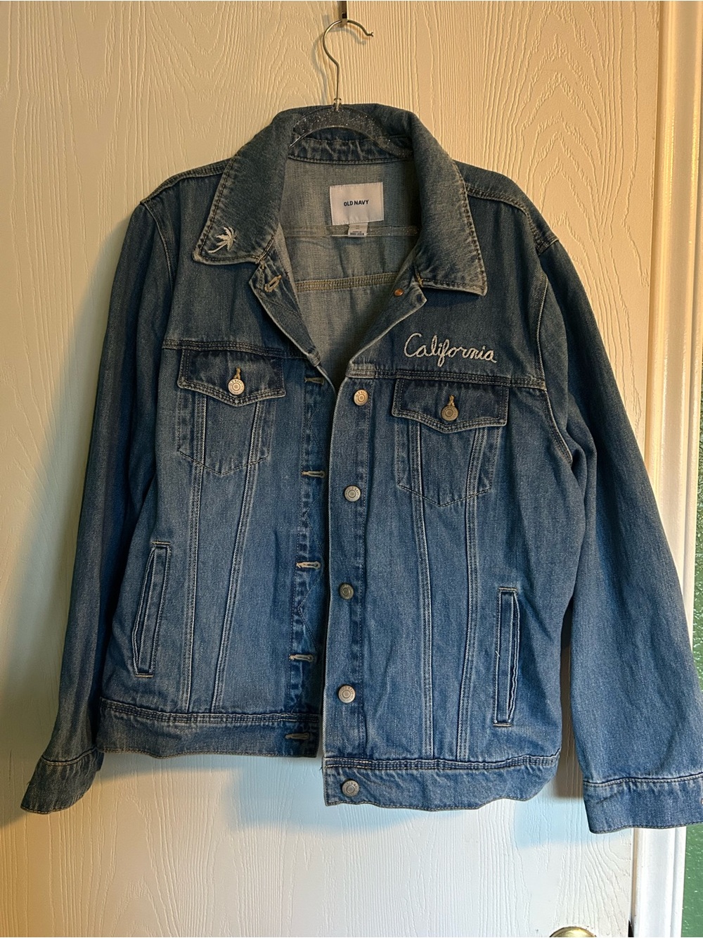 Old Navy Light Blue Denim Jacket with White Label